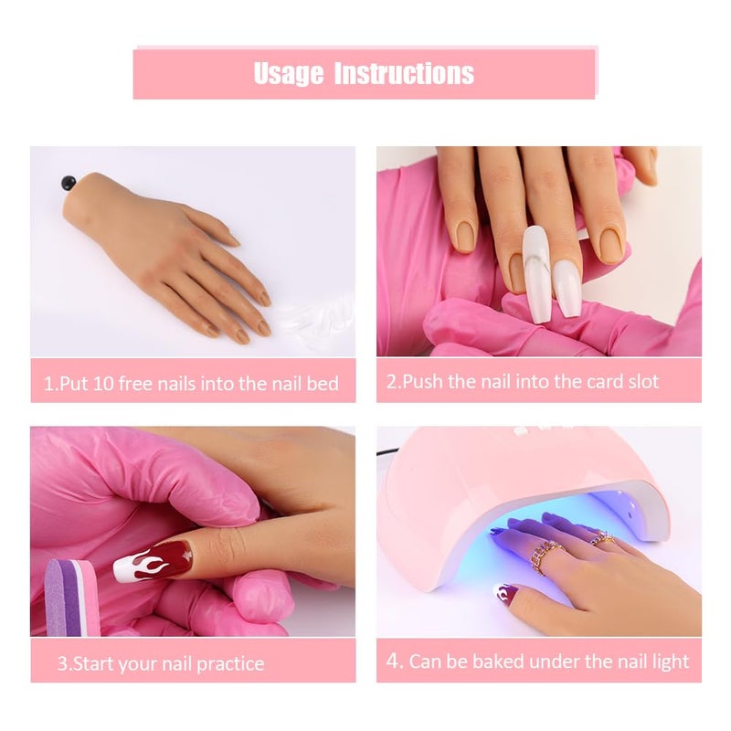 KnowU Nail Pratice Training Hand for Acrylic Nails with Stand Bracket,Soft Silicone Maniquin Hand, Flexible Bendable Nail Practice Fake Hand for Nails Art Practice Tool - Image 2